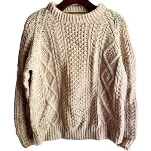 Vintage Kennedy of Ardara Ireland Cable Hand Knit 100% Wool Sweater
